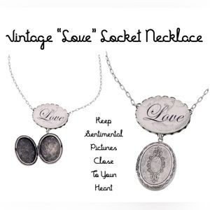 Vintage Love Glass Locket Necklace,NWT-Boutique